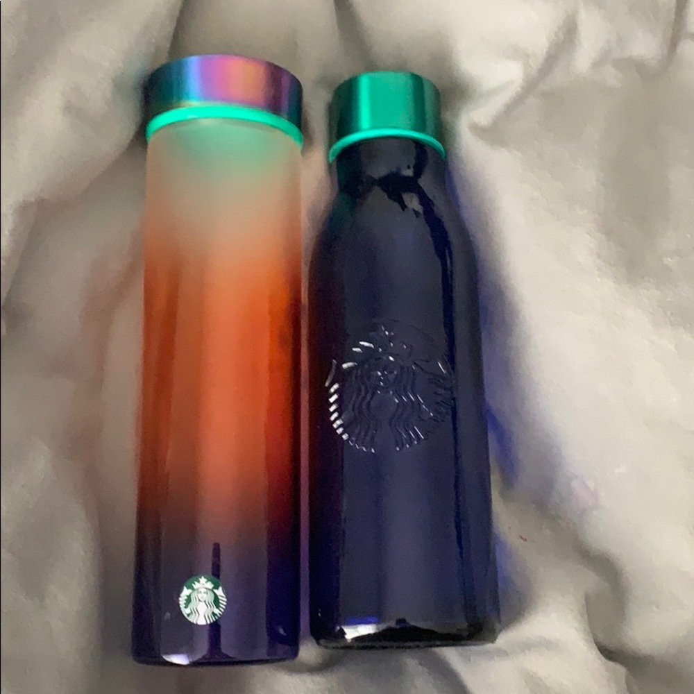 2 LE Starbucks glass water bottles lightly used